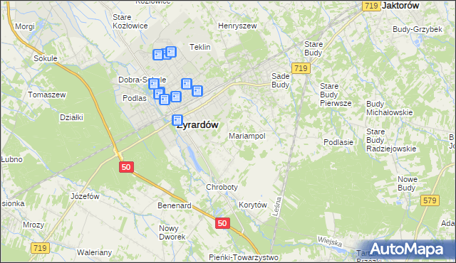 mapa Mariampol gmina Jaktorów, Mariampol gmina Jaktorów na mapie Targeo