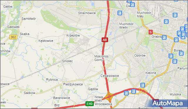 mapa Mokronos Górny, Mokronos Górny na mapie Targeo