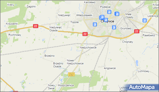 mapa Nieżychowice, Nieżychowice na mapie Targeo