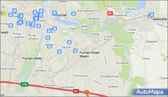 mapa Nowe Miasto gmina Poznań, Nowe Miasto gmina Poznań na mapie Targeo