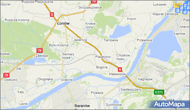 mapa Piaseczno gmina Łoniów, Piaseczno gmina Łoniów na mapie Targeo