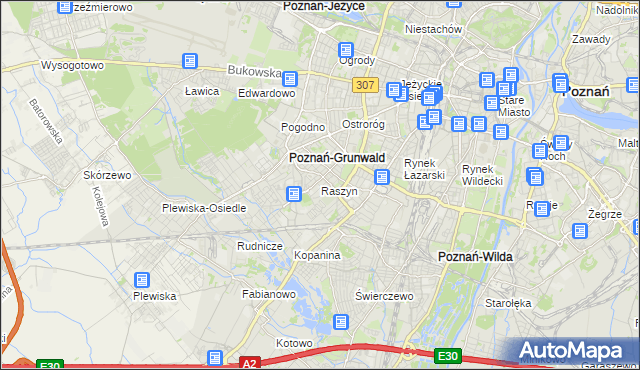 mapa Raszyn gmina Poznań, Raszyn gmina Poznań na mapie Targeo