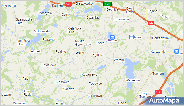 mapa Rębiska gmina Szemud, Rębiska gmina Szemud na mapie Targeo