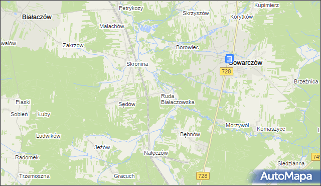 mapa Ruda Białaczowska, Ruda Białaczowska na mapie Targeo