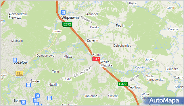 mapa Rudka gmina Wiązowna, Rudka gmina Wiązowna na mapie Targeo