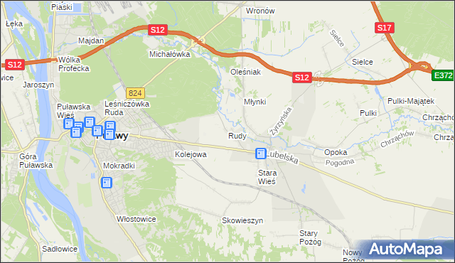 mapa Rudy gmina Końskowola, Rudy gmina Końskowola na mapie Targeo