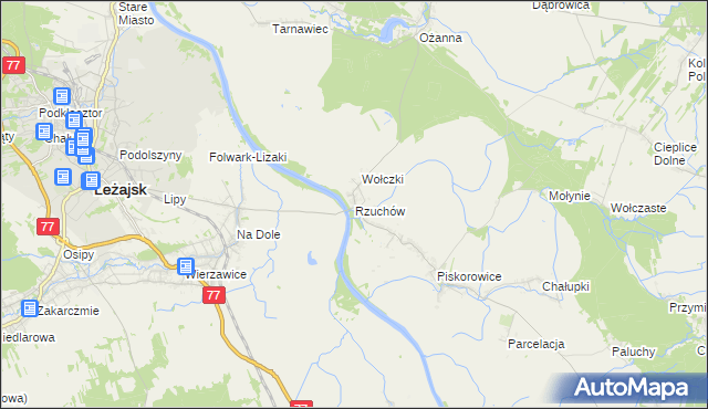 mapa Rzuchów gmina Leżajsk, Rzuchów gmina Leżajsk na mapie Targeo