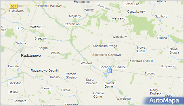 mapa Sochocino-Czyżewo, Sochocino-Czyżewo na mapie Targeo