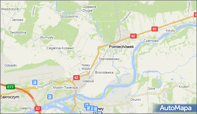 mapa Stanisławowo gmina Pomiechówek, Stanisławowo gmina Pomiechówek na mapie Targeo