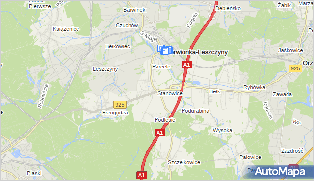 mapa Stanowice gmina Czerwionka-Leszczyny, Stanowice gmina Czerwionka-Leszczyny na mapie Targeo