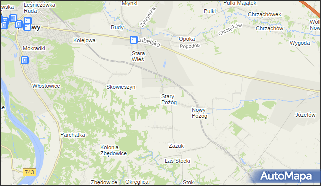 mapa Stary Pożóg, Stary Pożóg na mapie Targeo