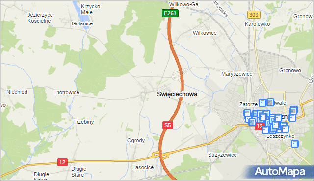 mapa Święciechowa, Święciechowa na mapie Targeo