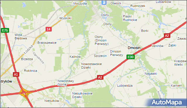 mapa Szczecin gmina Dmosin, Szczecin gmina Dmosin na mapie Targeo