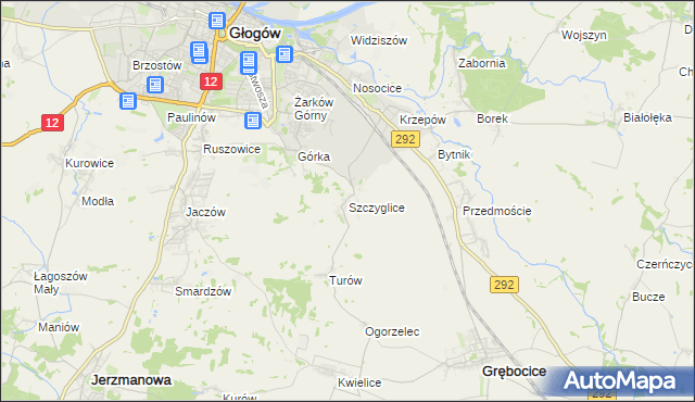mapa Szczyglice gmina Głogów, Szczyglice gmina Głogów na mapie Targeo