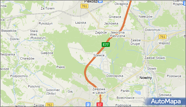 mapa Szewce gmina Sitkówka-Nowiny, Szewce gmina Sitkówka-Nowiny na mapie Targeo