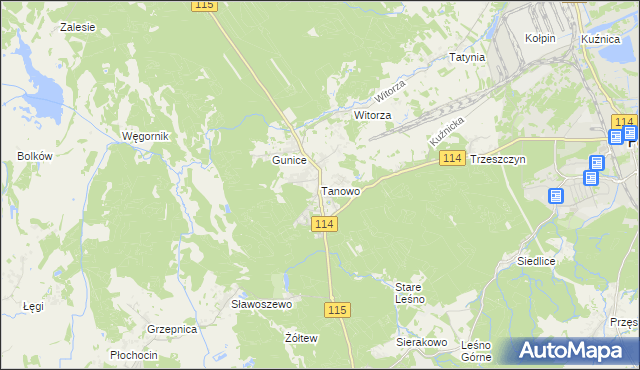 mapa Tanowo, Tanowo na mapie Targeo