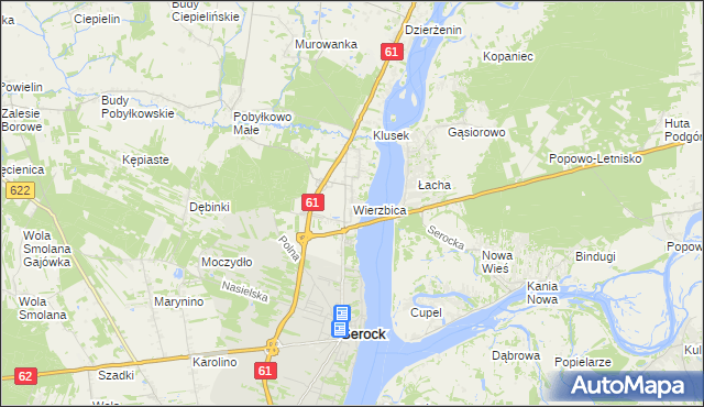 mapa Wierzbica gmina Serock, Wierzbica gmina Serock na mapie Targeo