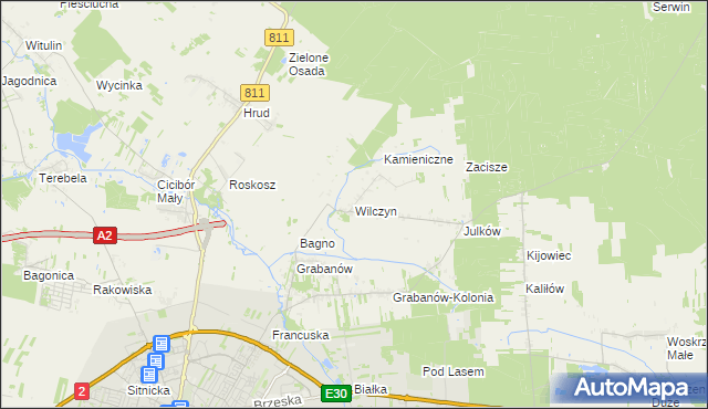 mapa Wilczyn gmina Biała Podlaska, Wilczyn gmina Biała Podlaska na mapie Targeo