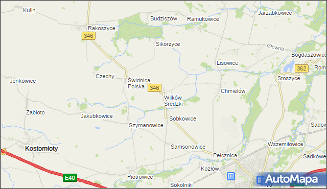 mapa Wilków Średzki, Wilków Średzki na mapie Targeo
