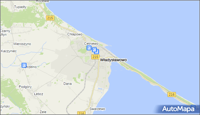 mapa Władysławowo powiat pucki, Władysławowo powiat pucki na mapie Targeo