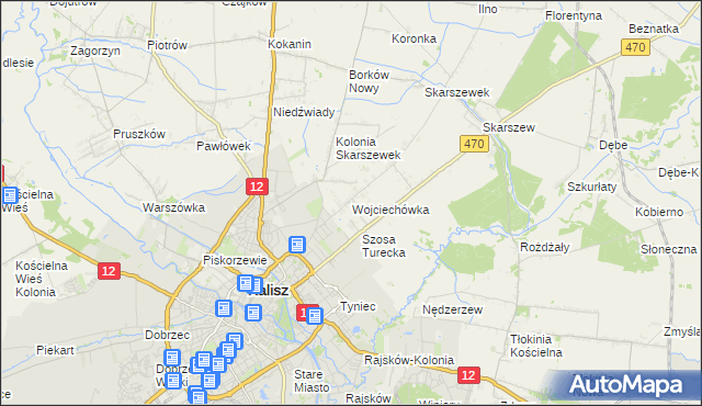 mapa Wojciechówka gmina Żelazków, Wojciechówka gmina Żelazków na mapie Targeo
