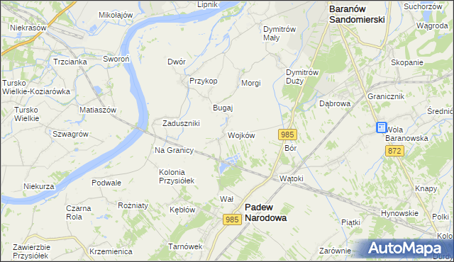 mapa Wojków gmina Padew Narodowa, Wojków gmina Padew Narodowa na mapie Targeo