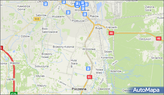 mapa Wrzosowa, Wrzosowa na mapie Targeo