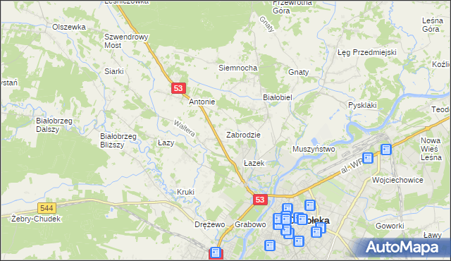 mapa Zabrodzie gmina Olszewo-Borki, Zabrodzie gmina Olszewo-Borki na mapie Targeo