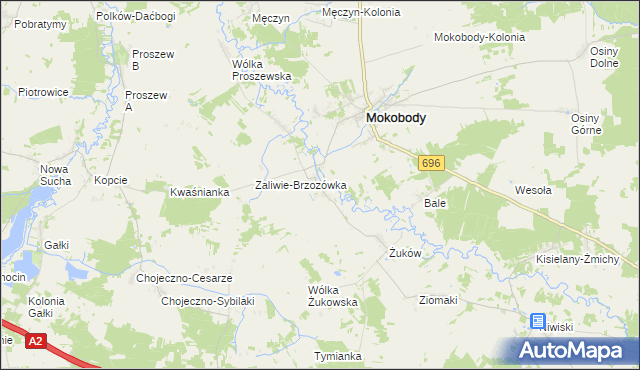 mapa Zaliwie-Piegawki, Zaliwie-Piegawki na mapie Targeo