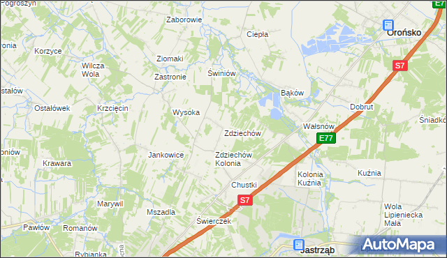 mapa Zdziechów gmina Szydłowiec, Zdziechów gmina Szydłowiec na mapie Targeo