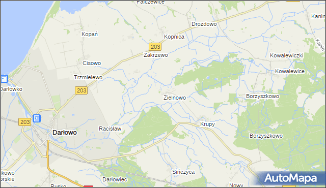 mapa Zielnowo gmina Darłowo, Zielnowo gmina Darłowo na mapie Targeo