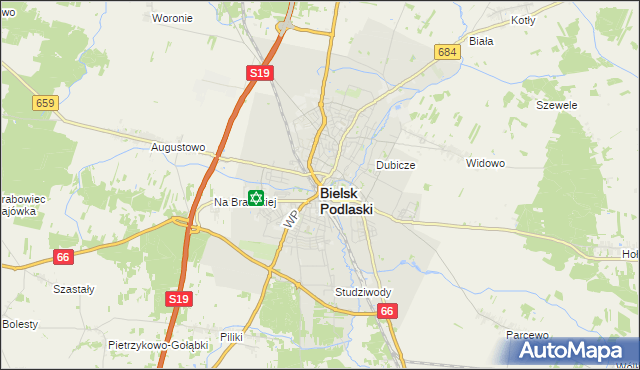 mapa Bielsk Podlaski, Bielsk Podlaski na mapie Targeo