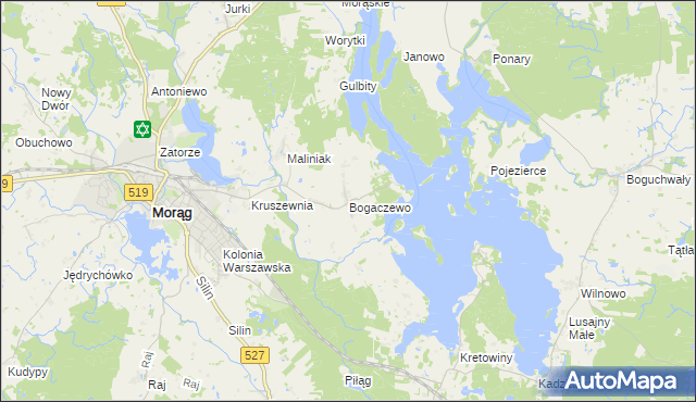 mapa Bogaczewo gmina Morąg, Bogaczewo gmina Morąg na mapie Targeo
