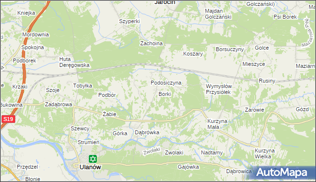 mapa Borki gmina Ulanów, Borki gmina Ulanów na mapie Targeo