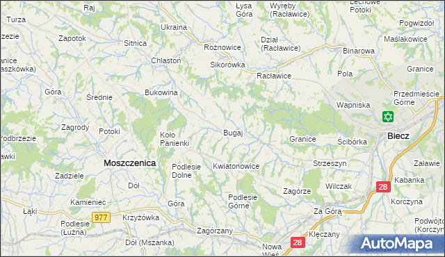 mapa Bugaj gmina Biecz, Bugaj gmina Biecz na mapie Targeo