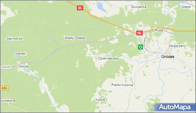 mapa Dzierniakowo, Dzierniakowo na mapie Targeo