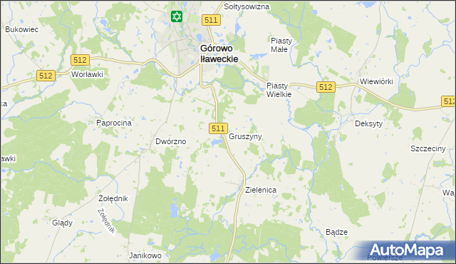 mapa Gruszyny, Gruszyny na mapie Targeo
