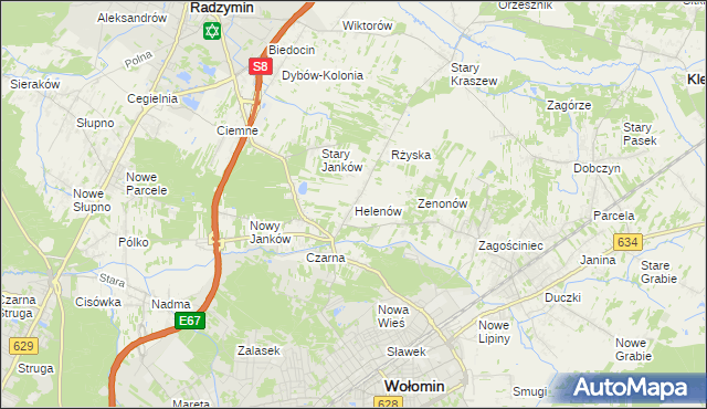 mapa Helenów gmina Wołomin, Helenów gmina Wołomin na mapie Targeo