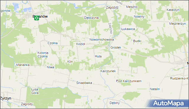 mapa Huta gmina Baranów, Huta gmina Baranów na mapie Targeo