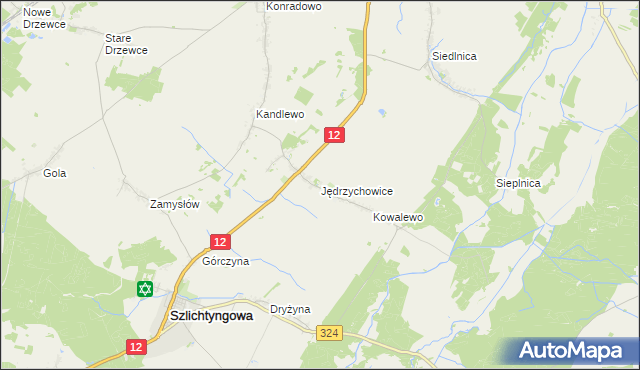 mapa Jędrzychowice gmina Szlichtyngowa, Jędrzychowice gmina Szlichtyngowa na mapie Targeo