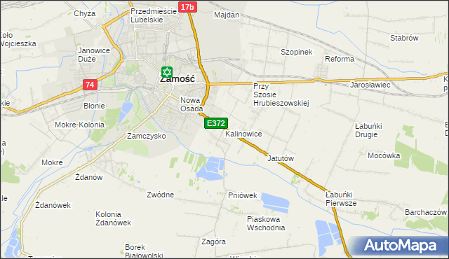 mapa Kalinowice gmina Zamość, Kalinowice gmina Zamość na mapie Targeo