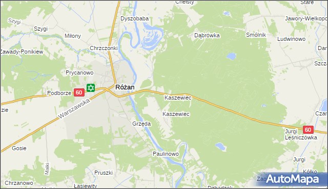 mapa Kaszewiec gmina Goworowo, Kaszewiec gmina Goworowo na mapie Targeo