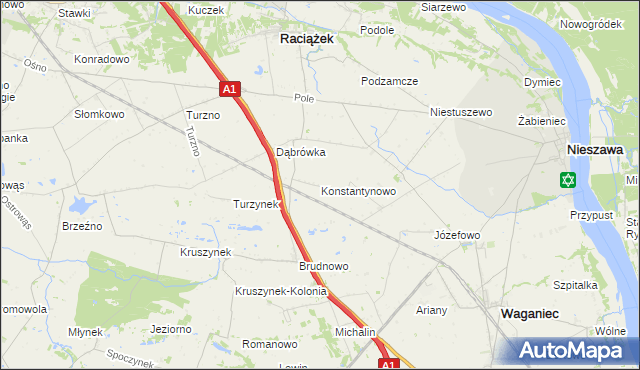 mapa Konstantynowo gmina Waganiec, Konstantynowo gmina Waganiec na mapie Targeo
