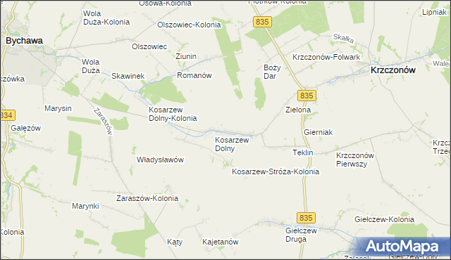 mapa Kosarzew Górny, Kosarzew Górny na mapie Targeo