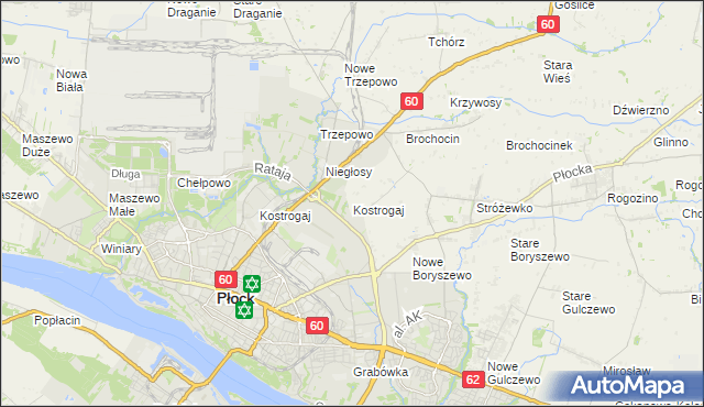 mapa Kostrogaj, Kostrogaj na mapie Targeo