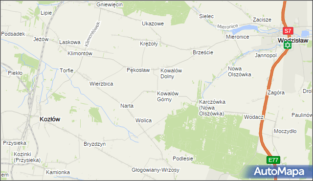 mapa Kowalów Górny, Kowalów Górny na mapie Targeo