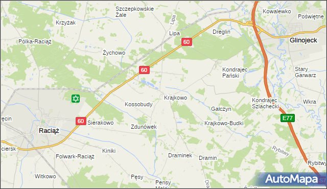 mapa Krajkowo gmina Raciąż, Krajkowo gmina Raciąż na mapie Targeo