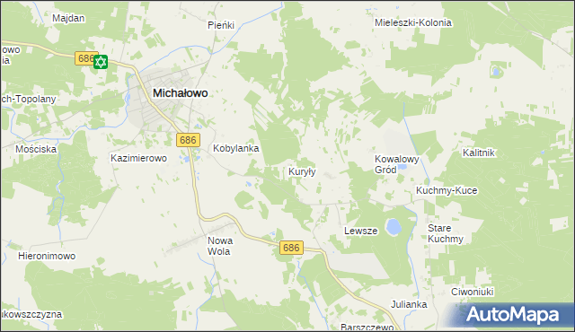 mapa Kuryły gmina Michałowo, Kuryły gmina Michałowo na mapie Targeo