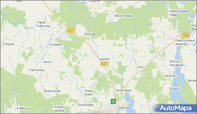 mapa Łączno gmina Morąg, Łączno gmina Morąg na mapie Targeo