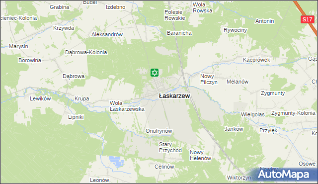 mapa Łaskarzew, Łaskarzew na mapie Targeo